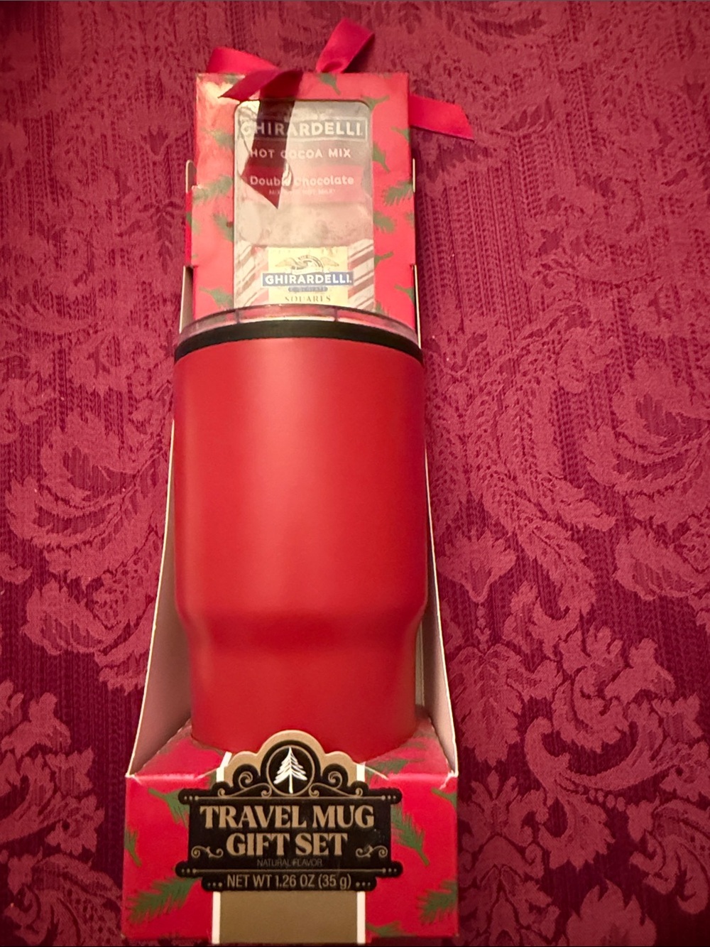 Ardell Red Travel Mug Gift Set with Cocoa Mix